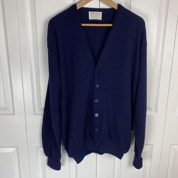 Lord Jeff XL Mens Sweater Cardigan Navy Blue V-Neck Relaxed Fit Dupont Orlon - Picture 1 of 4